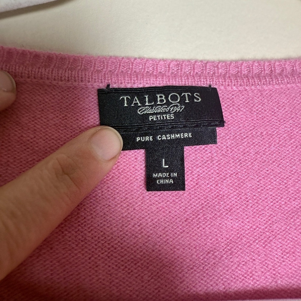 Talbot’s Petites Pure Cashmere V-neck Sweater Sz L - Picture 3 of 7